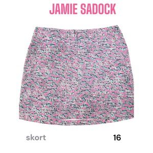 JAMIE SADOCK WOMENS GOLF SKORT SZ 16 DESIGNER ATHLETIC SPORTS LOGO STRETCH ZIP